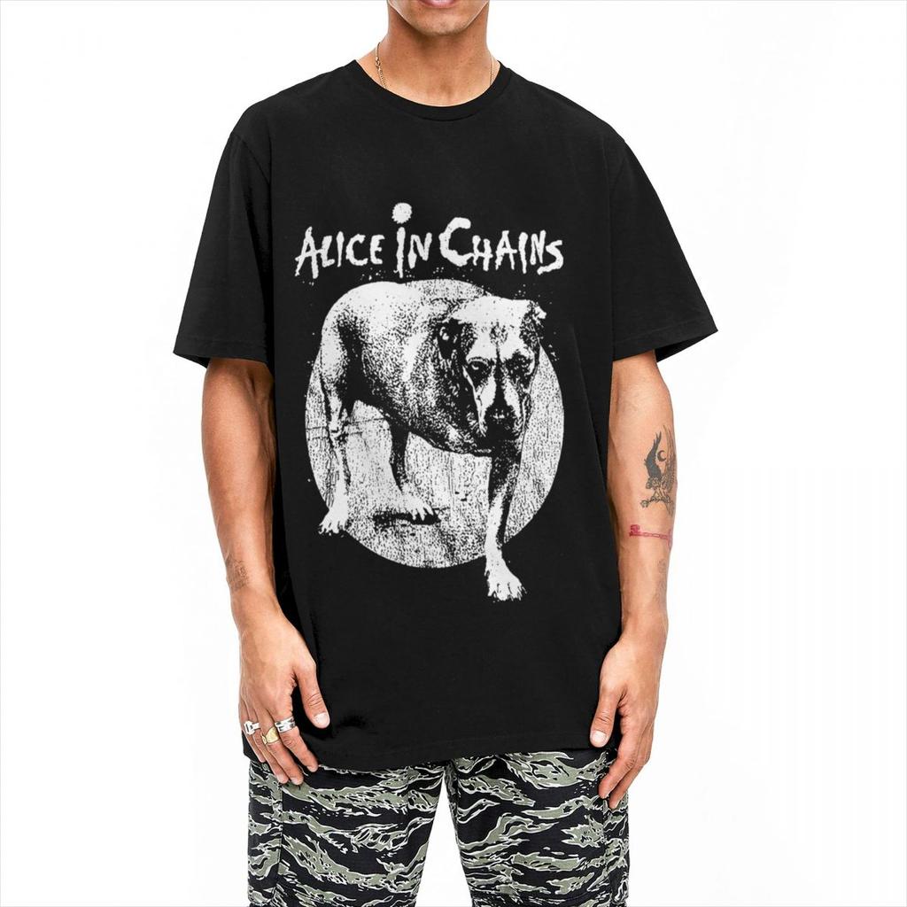 Men Women T Shirt Alice In Chains Rock Art Animal DOG T Shirts Hip Hop Summer Tee Shirt Y2K Basic Design Cotton Clothing Gift
