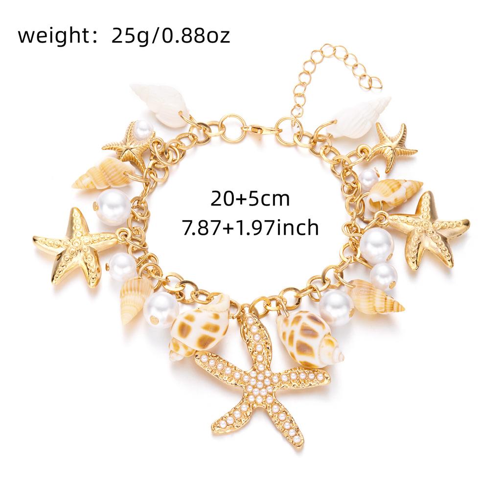 Bohemian Starfish Conch Pearl Necklace Exaggerated Beach Vacation Wind Shell Single Circle Accessories
