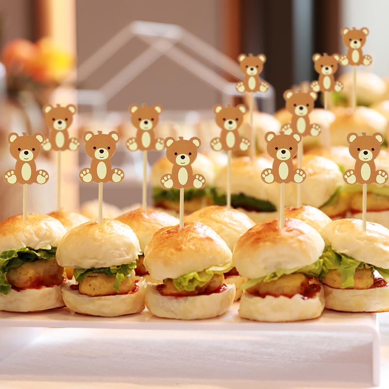 20pcs Cute Bear Food Picks Cake Dessert Toothpicks Fruit Forks Wedding Birthday Party Baby Shower Decoration Supplies Christmas