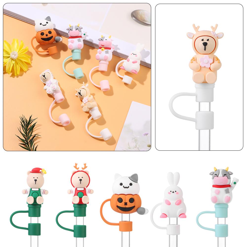 Reusable Splash Proof Drinking Dust Cap Straw Tips Cover Silicone Straw Plug Cup Accessories