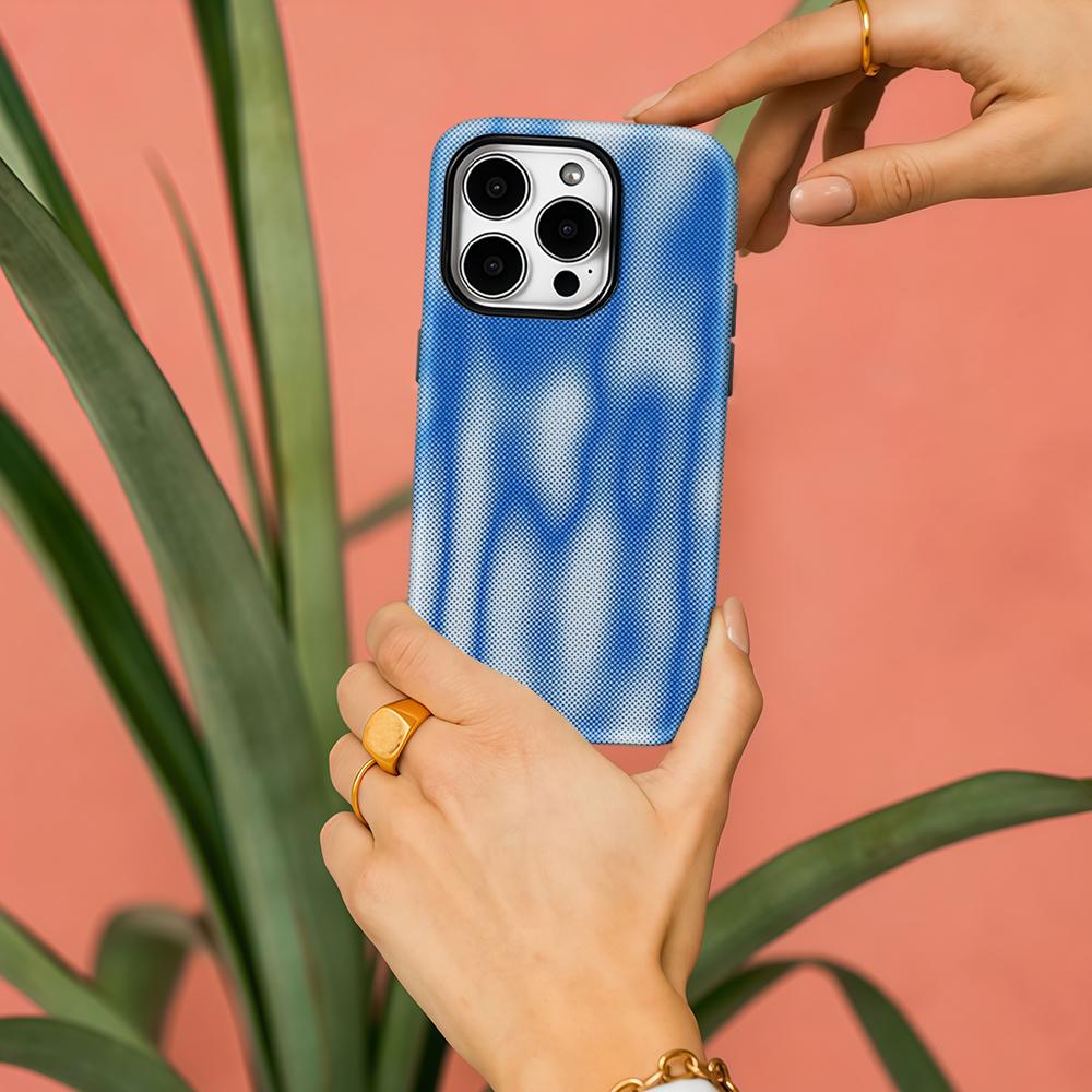 Blue Halftone Phone Case for IPhone 17 16 15 14 13 Pro Max Plus for Magnetic Single Double-layer Tough Case