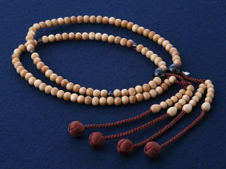 Kyoto Butsudan Hayashi Buddhistische Gebetsperlen, Shingon-Buddhismus, 1,2 Shaku (2,5cm), Buchsbaum mit braunem Quarz (Herren), Formeller, authentischer Stil