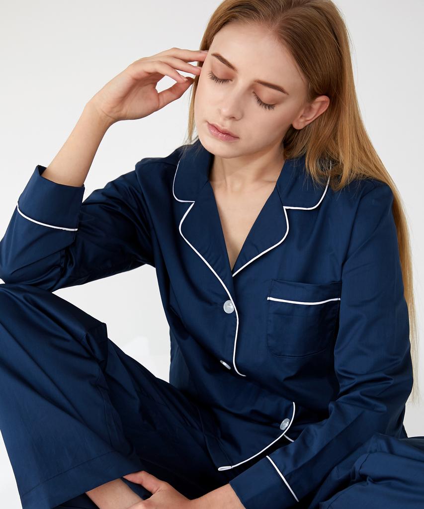 Keulaunguseu Hotel Collection Salute Cotton Pajama Set Navy