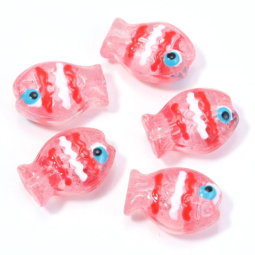 5pcs/lot Colorful Hand-painted Lampwork Beads Cute Cartoon Ocean Fish Loose Glass Bead For DIY Fashion Bracelet Earrings Jewelry
