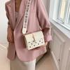 Small Stylish Pu Square Shoulder Bag For Women Fashionable Casual Commuter Crossbody Bag In Black White Green And Rose Red A For