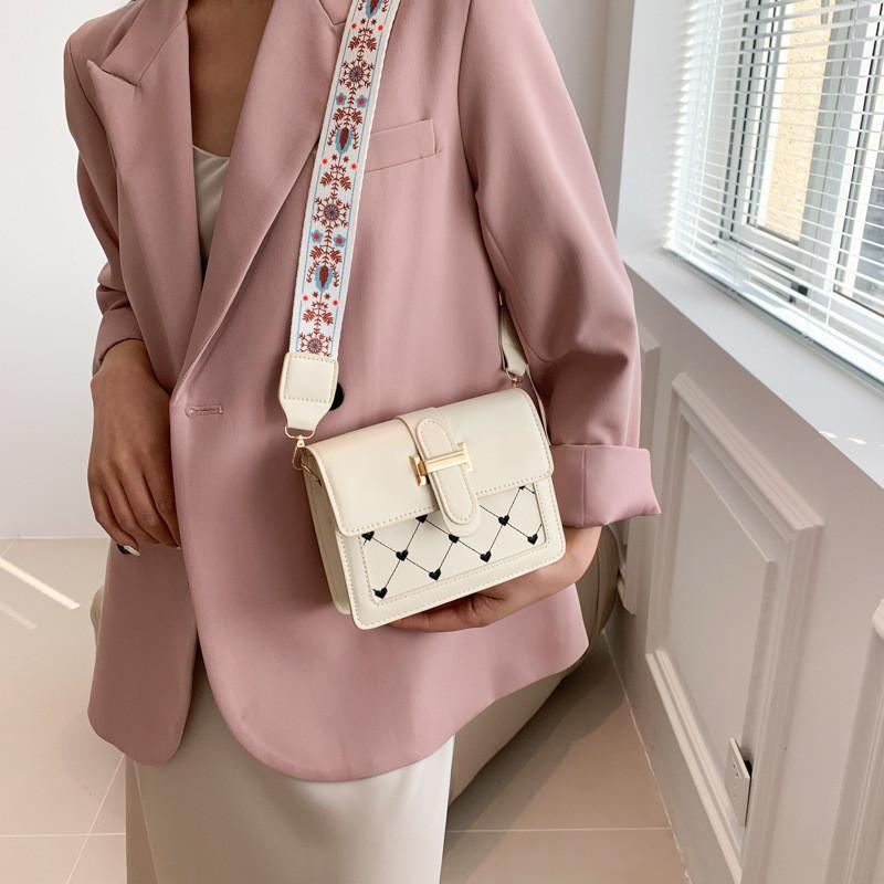 Small Stylish Pu Square Shoulder Bag For Women Fashionable Casual Commuter Crossbody Bag In Black White Green And Rose Red A For