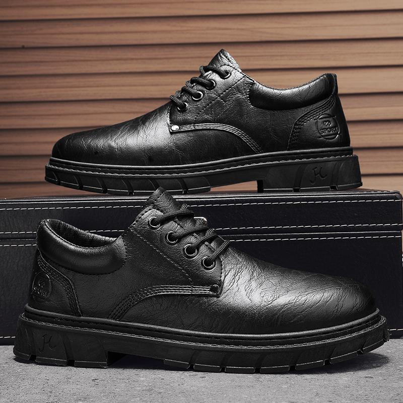 

2025 new men s summer versatile low-top fashion lace-up comfortable casual lightweight simple round head small leather shoes men 39
