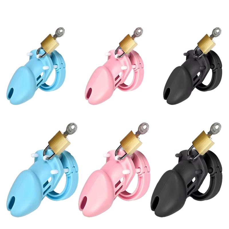 Soft Silicone Chastity Cage Device Anti-Cheating Penis Lock with 2 Size Cock Rings Penis Restraints for Men Discreet Sex Toys 18