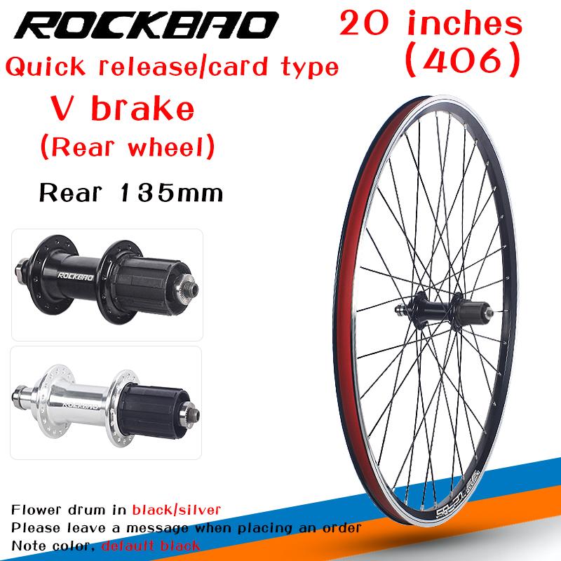 ROCKBAO Mountain Bike 20inch V brake Wheel set 406/451Rotary type Cassette 2Bearing 100X135mm 6/10S Bicycle Wheel