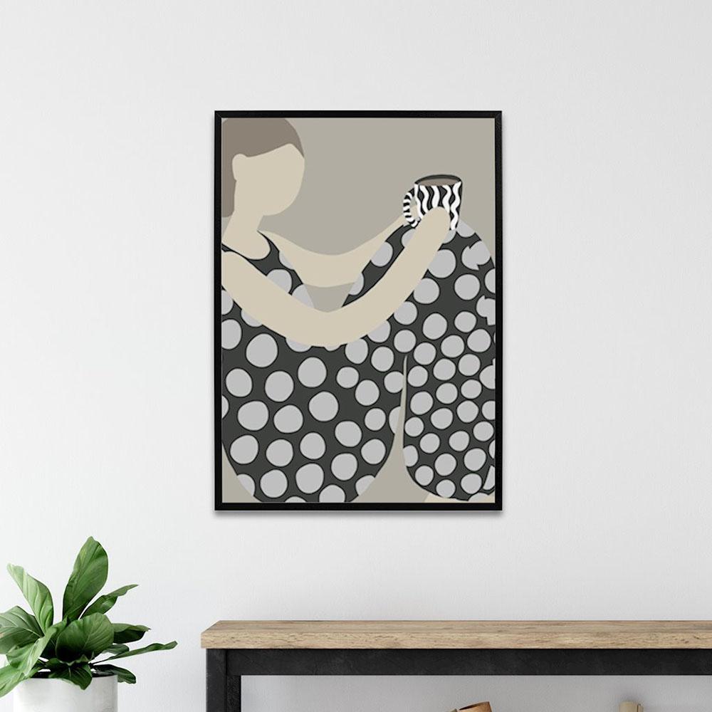 Kaffee Mädchen Atmen Abstrakt Punkte Kunst Leinwanddruck Schokolade Seltsame Kleidung Wand Roon Heimdeko Poster Malerei Weiblicher Schlafsaal