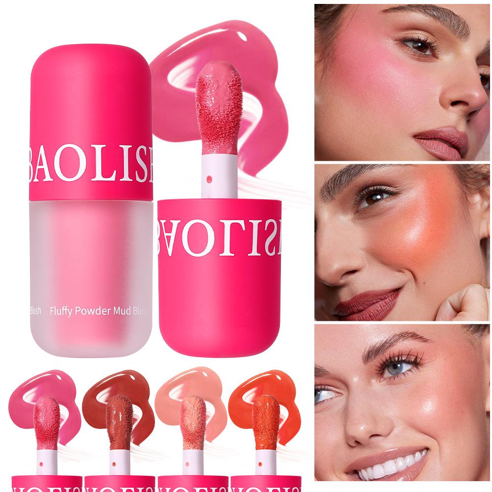 Mushroom Head Pink and Tender Girlish Blush Natural Brightening Contour Liquid Blusher Long Lasting Non Fading Contour Cosmetics Face Cheek Makeup