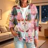 Women's Casual Button-Front Christmas Print Jacket