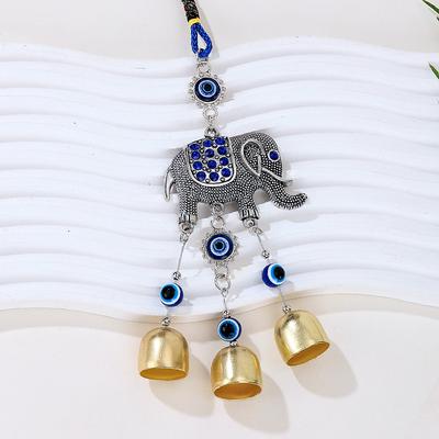 Turkish Blue Evil Eye with Lucky Elephant Amulet Home Office Hanging Ornament for Protection and Bless