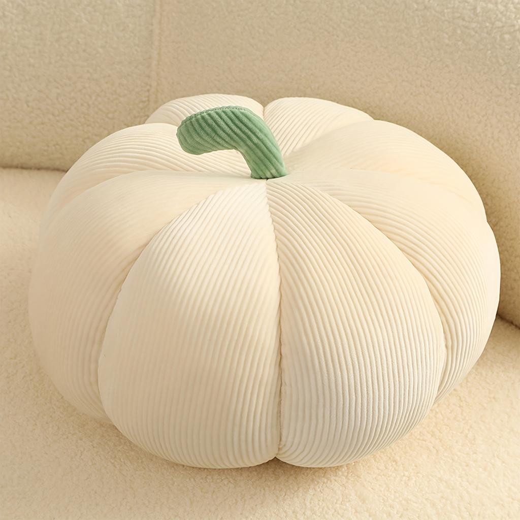 3D Pumpkin Pillow 20cm Plush Teddy Fleece Floor Cushion Halloween Decor 4 Colors Light Brown White Pink Green Cozy Throw Pillow