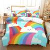 Rainbow Duvet Cover Twin Queen Kawaii Clouds Star Dream Castle Print Comforter Cover Microfiber Cartoon Bedding Set For Boy Girl