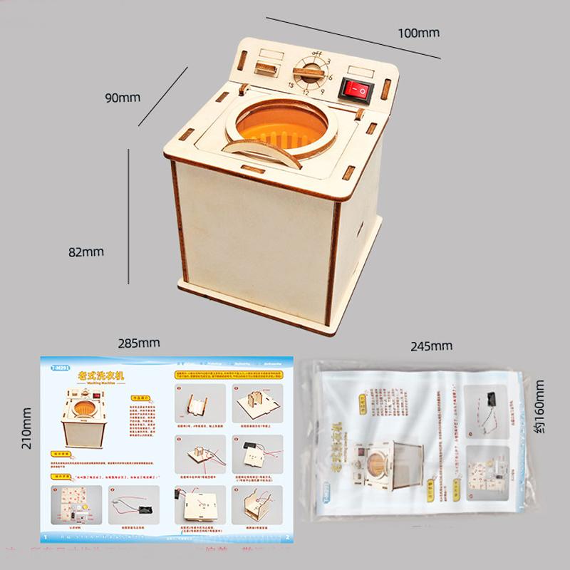 Kids Science Toy Washing Machine Technology Gadget STEM Physics Wooden 3D Puzzle Kit Learning Educational Toys for Children