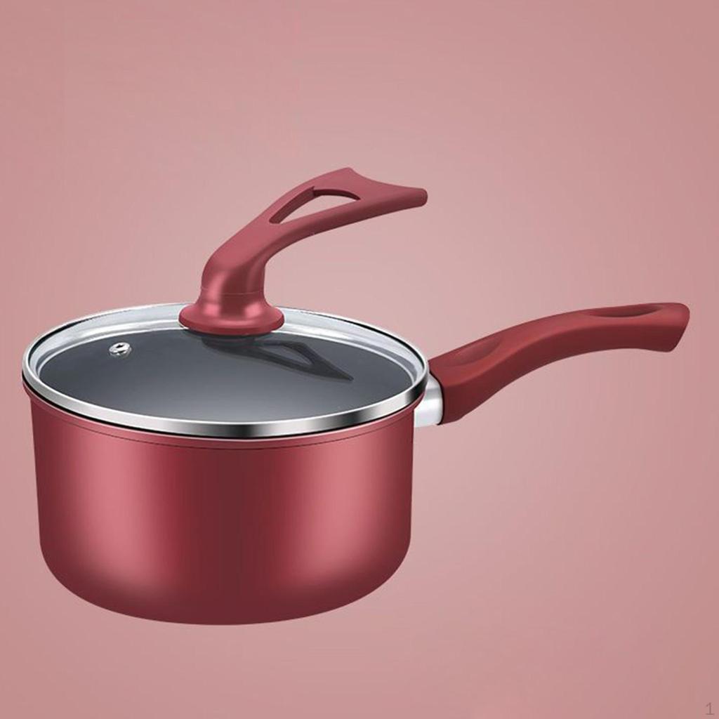 Kleiner Milchtopf, Schmortopf, Küchengeschirr, vielseitig einsetzbar, mit Glasdeckel, Brei-Suppentopf für Induktion/Gas