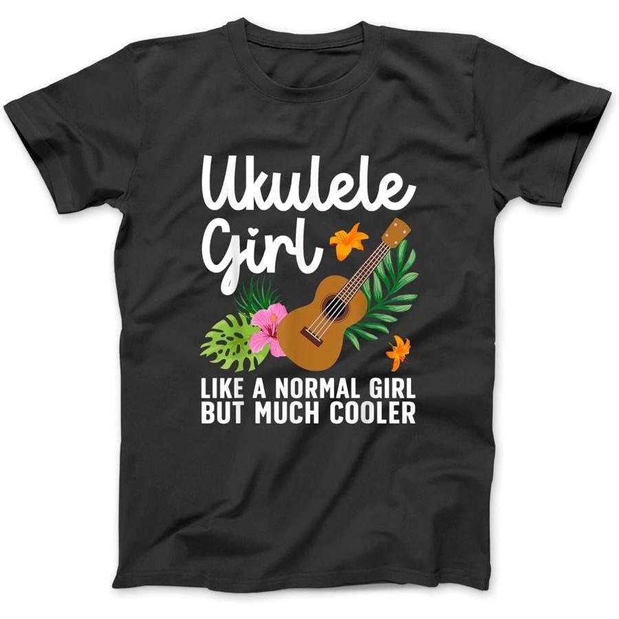 Funny Ukulele Design for Women Girls Kids Guitar Uke Lovers T-Shirt Sweatshirt Hoodie Tanktop for Men Women Kids Black S