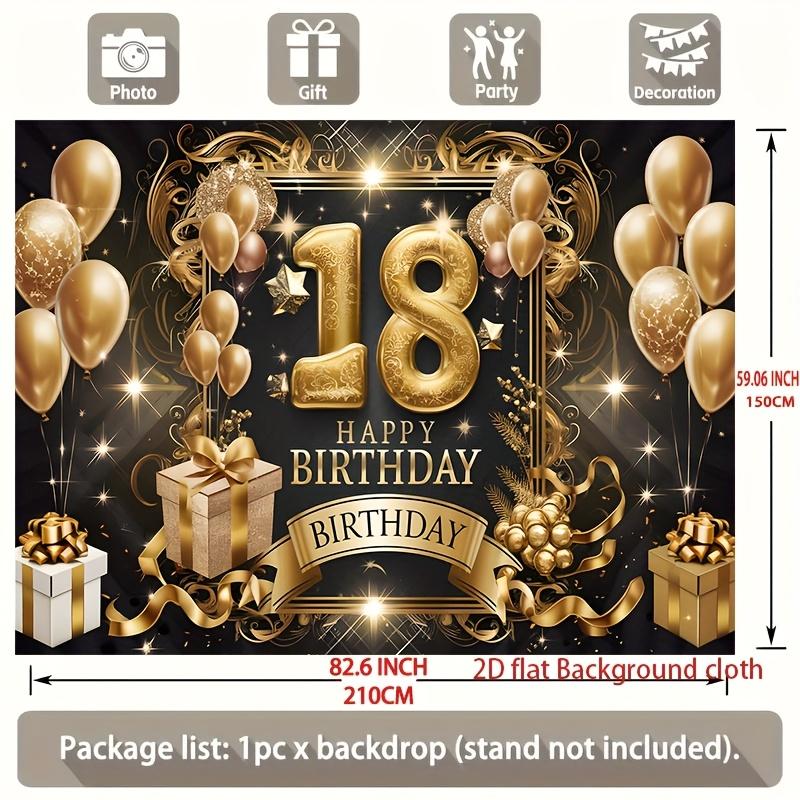 18th Birthday Party Backdrop Polyester Banner Photo Booth Decoration