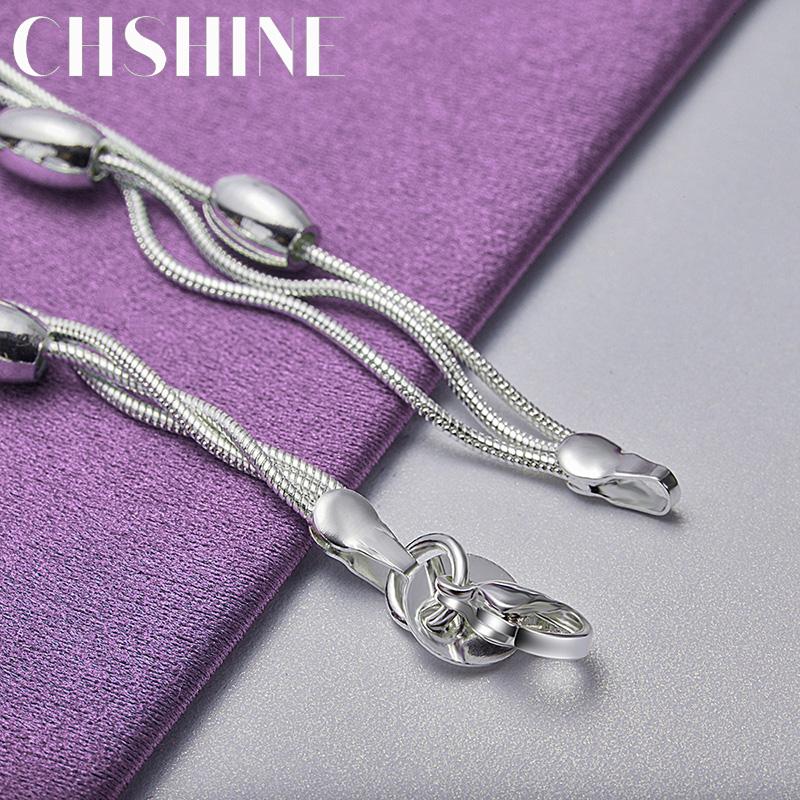 CHSHINE 925 Sterling Silver Three Snake Chain Beads Bracelet For Women Wedding Fashion Charm Jewelry
