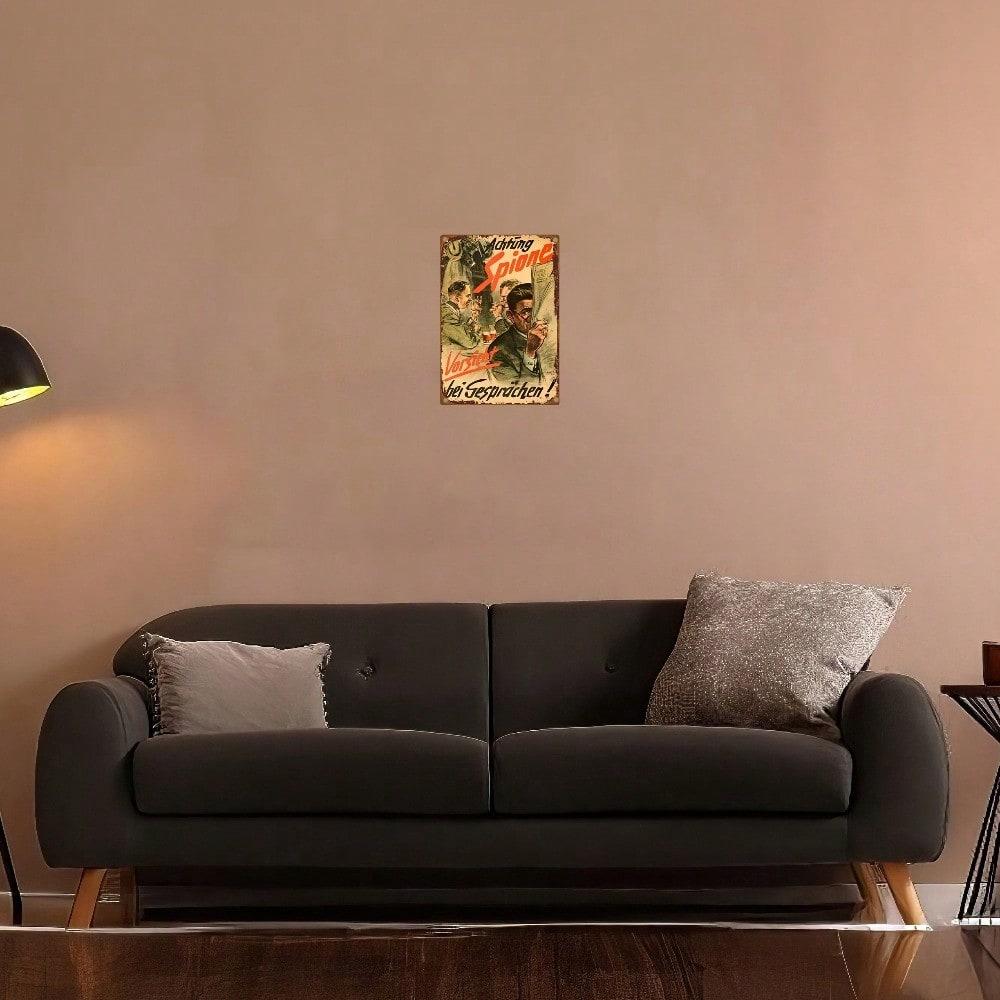 Металлическая жестяная табличка Остерегайтесь шпионов Немецкая Винтажная 8x12 Настенное искусство Декор Для дома Бара Офиса 20x30