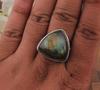 Solid 925 Sterling Silver Labradorite Gemstone Triangle Ring Handmade Designer Jewelry, Statement Ring