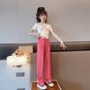 Girls' Summer Pants Summer Thin Mosquito Repellent Pants Ice Silk Black Children's Suit Wide Leg Pants