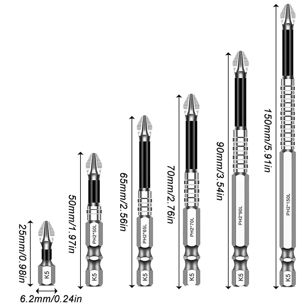 Anti-Rust K5 Series Screwdriver Bit Silver Surface Magnetic Driver Bit  Electric Drills