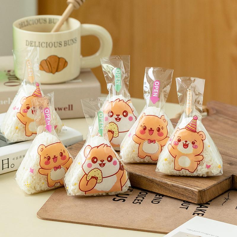 50/100 Stück schöne Cartoon-Dreieck-Reisbällchen-Verpackungsbeutel, Algen, Onigiri, Sushi, Bento, Herstellungsform, Bento-Zubehör, Sushi-Taschen