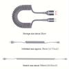 90 Degrees 100W USB Type C Spring Car Fast Charging Cable for Samsung Xiaomi USB C Data Cord for iPhone 15 Huawei USB C Wire