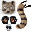 1/3 stk Rævehale Ører Søde Pote Handsker Plys Sæt Cosplay Animation Udstilling Halloween Fest Rekvisitter