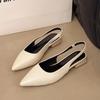 Modă Sandale plate slip-on slingback cu vârf ascuțit din piele naturală pentru femei, moi, confortabile, casual, de vară, pentru purtare zilnică