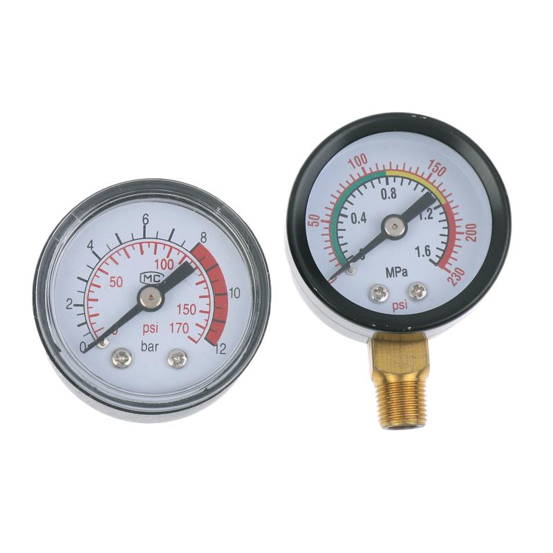 Pressure Gauge Air Compressor Pneumatic Hydraulic Fluid 0-12Bar / 0-170Psi Easy To Read Dial Measuring Instrument