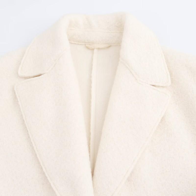 Womens Elegant Long Wool Blend Coat Loose Fit Tailored Collar Overcoat Winter