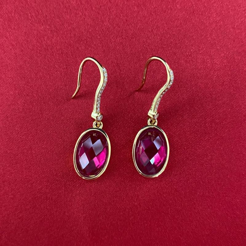 Gica Gema Ruby Earrings 925 Sterling Silver Unique Design Oval Drop Earrings Romantic Fine Jewelry Wedding Party Gifts New Trend 32.3mm