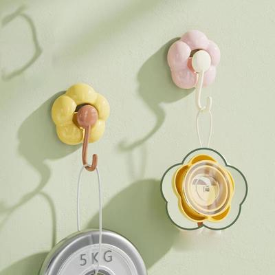 Creative Punch-Free Flower Suction Cup Hook Multi-Functional Bathroom Kitchen Reusable Traceless Hook Powerful Storage Rack
