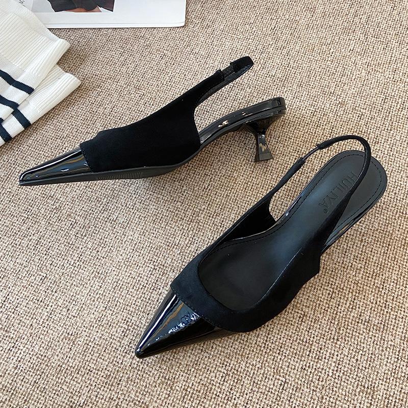 Pointed High Heels Open-Toe Sandals Fairy Shoes Spring Summer French Style Elegant Women Vulcanized Shoes