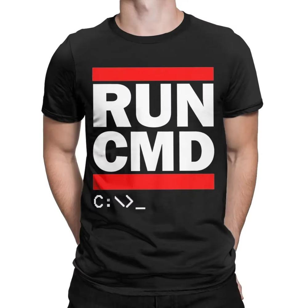 Run Cmd T-Shirts for Men Fun Cotton Tees Crew Neck Short Sleeve T Shirt Original Tops