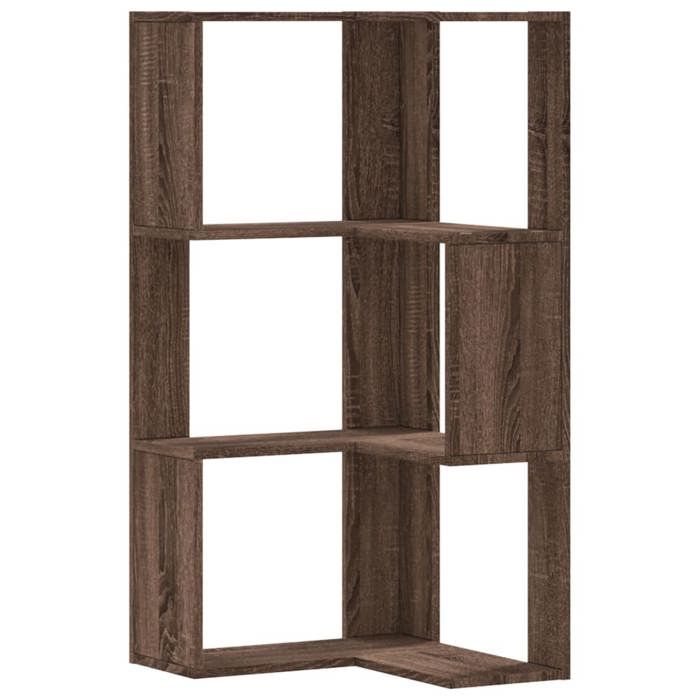 VidaXL Corner Bookshelf 3-Tier Brown Oak Engineered Wood, Corner Bookcase, Corner Display Cabinet, Cabinet 852597