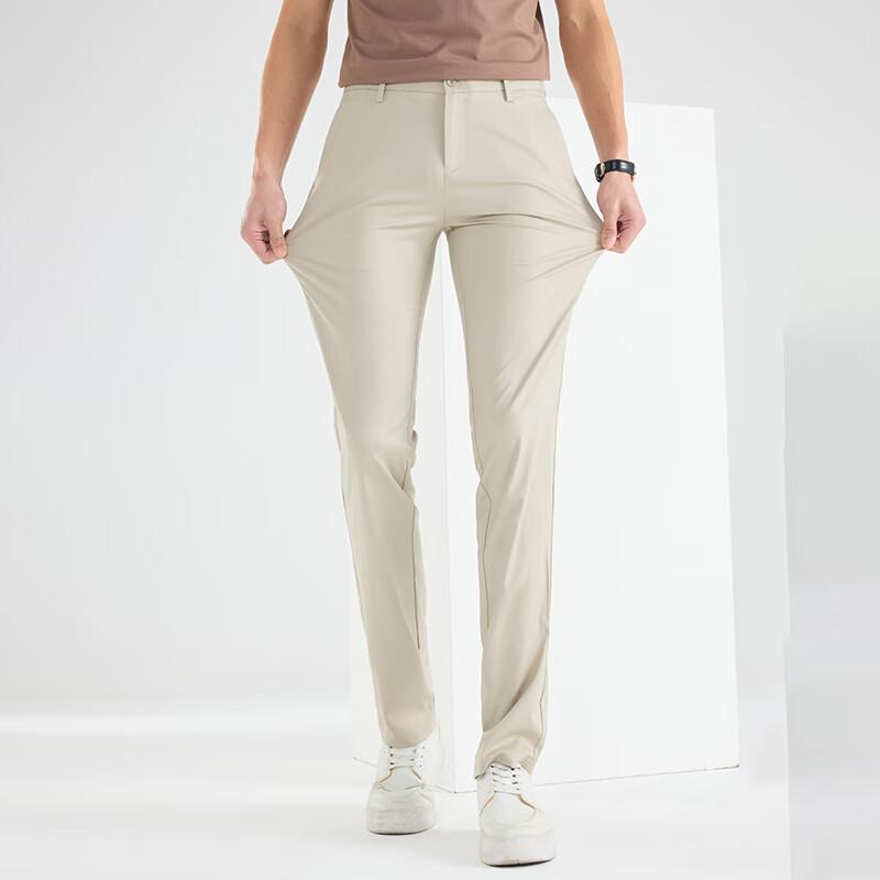 Men's Elastic Slim Fit Straight Leg Business Casual Pants