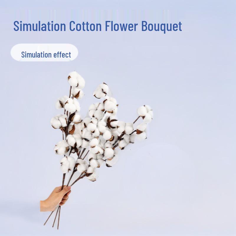 Natural Dried Cotton Flower Branches - 6 or 10 Heads, Preserved Kapok for Home Decoration & Christmas Decor