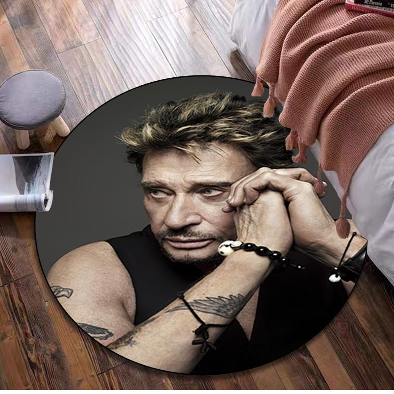 Johnny Hallyday Circular Rug - Office Decorative Carpet For Living Room Bedroom Door Mat Floor Rug Computer Chair Area Rug