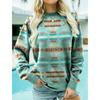 Bohemian Women's Autumn And Winter Round Neck Long Sleeved Fashions Retro Color Blocked Printed Sweatshirt Casual Top