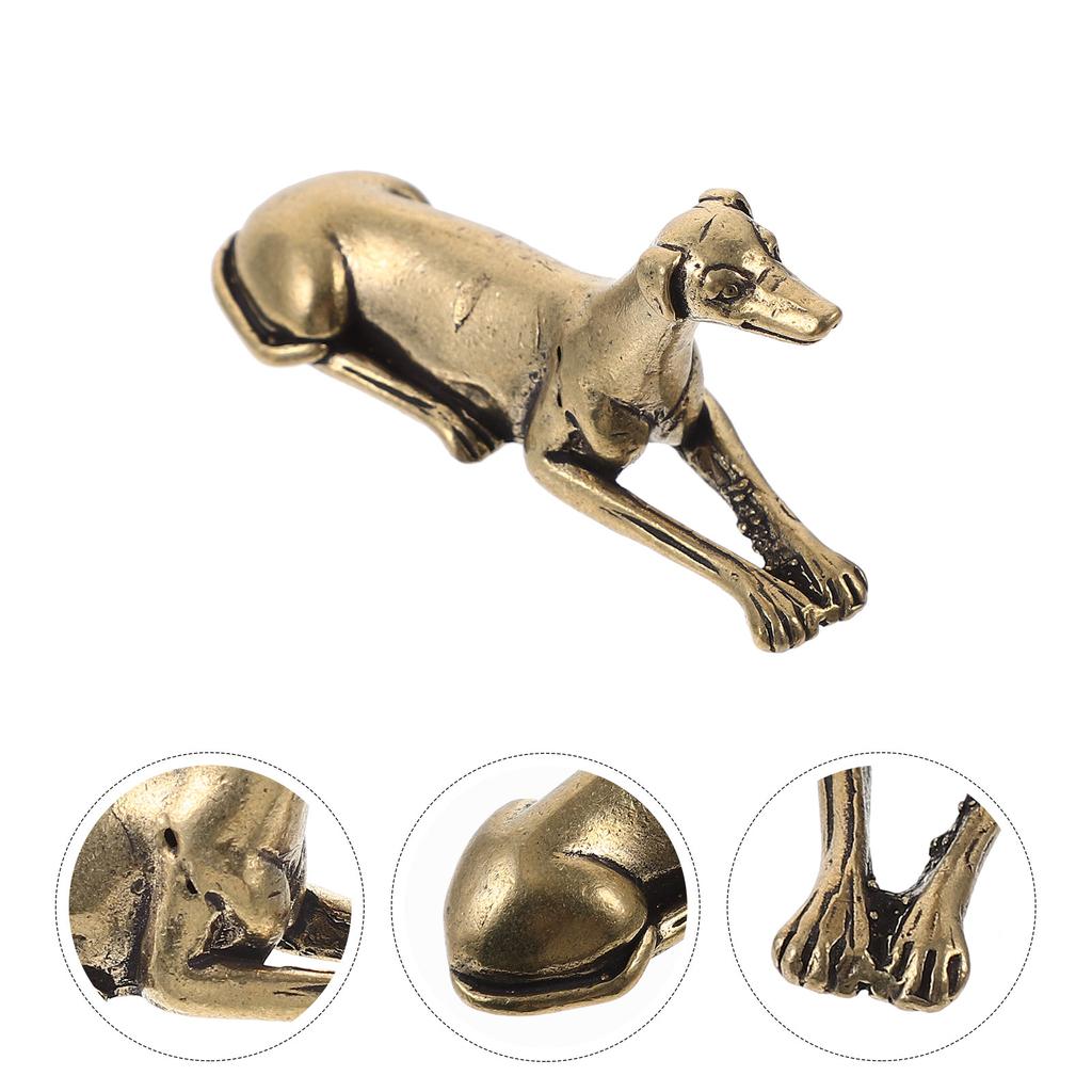 Mosiężne Ozdoby Dekoracyjne Dekoracja Domowego Biurka Zwierzęta Chart Figurka Rzemiosło Akcesoria Vintage Statuetka Psa