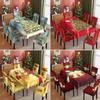 Festive Christmas Tablecloth and Chair Covers Set Waterproof Oil Resistant Holiday Dining Decor for Home