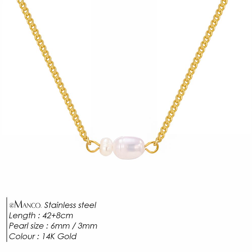 EMANCO Freshwater Pearls Pendant Necklace for Women Choker Necklaces Women Stainless Steel Necklace Fashion Jewelry