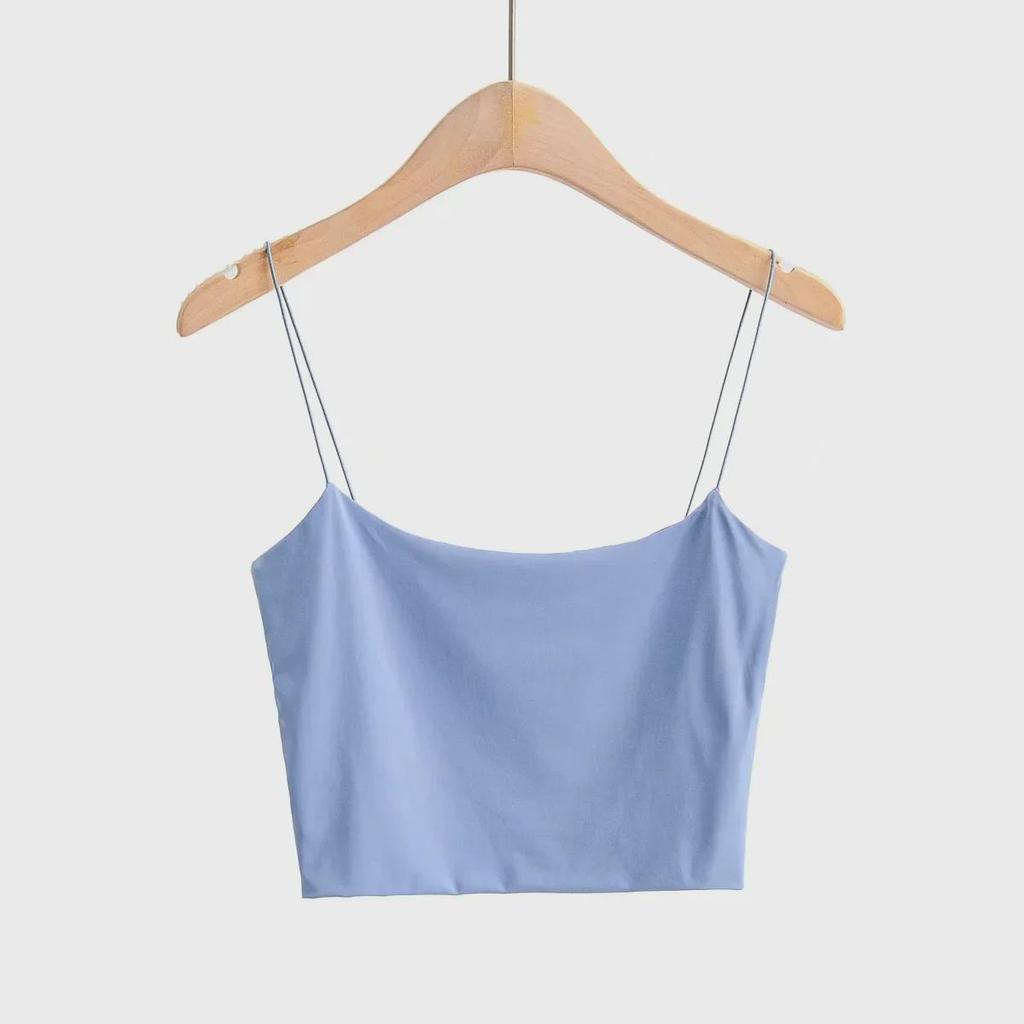 2023 Spring/Summer U-Neck Slim Vest Top In Pure Color with Thin Suspenders for Women