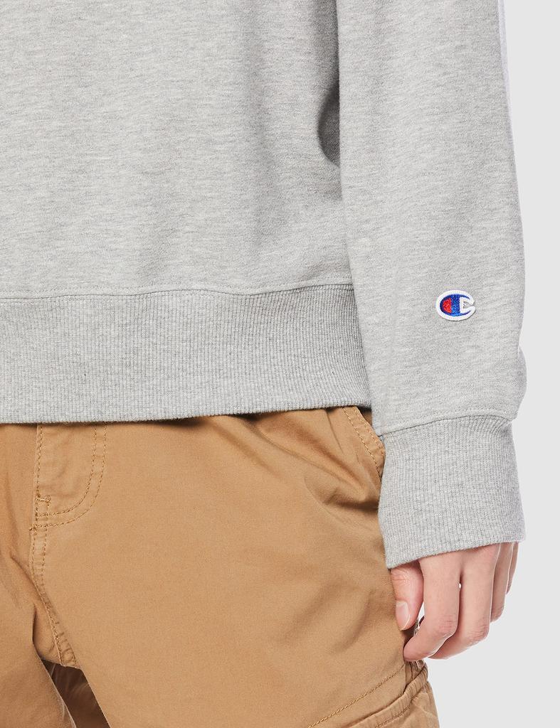 Champion Crew Neck Pocket Cotton Basic Oxford Size XL Sweatshirt, USA, One-Point Logo, Men's, C3-U023, Gray,