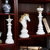 Chess Piece Statue Collectible Black White Horse Sculpture King Queen Knight Chess Piece Figurine for Home Office Desk Shelf Decoration