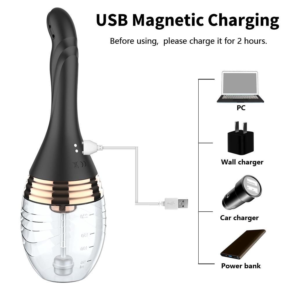 Electric Silicone Anal Cleaner Enema Cleaning Container Vagina Douche Cleaner Enema Bulb Syringe Health Hygiene Sex Woman Man